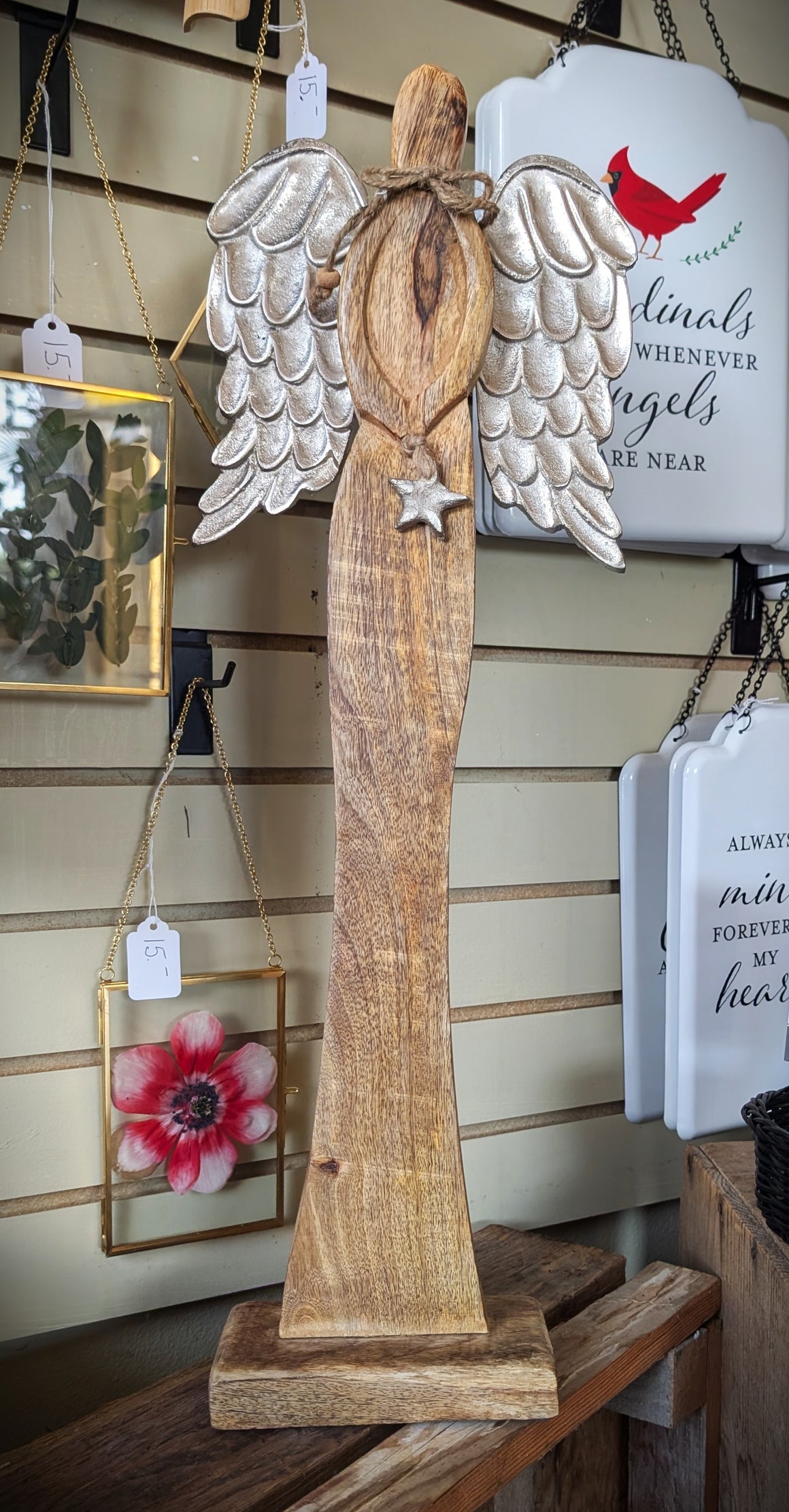 Tall Memorial Wooden Angel (24 Inch Height)