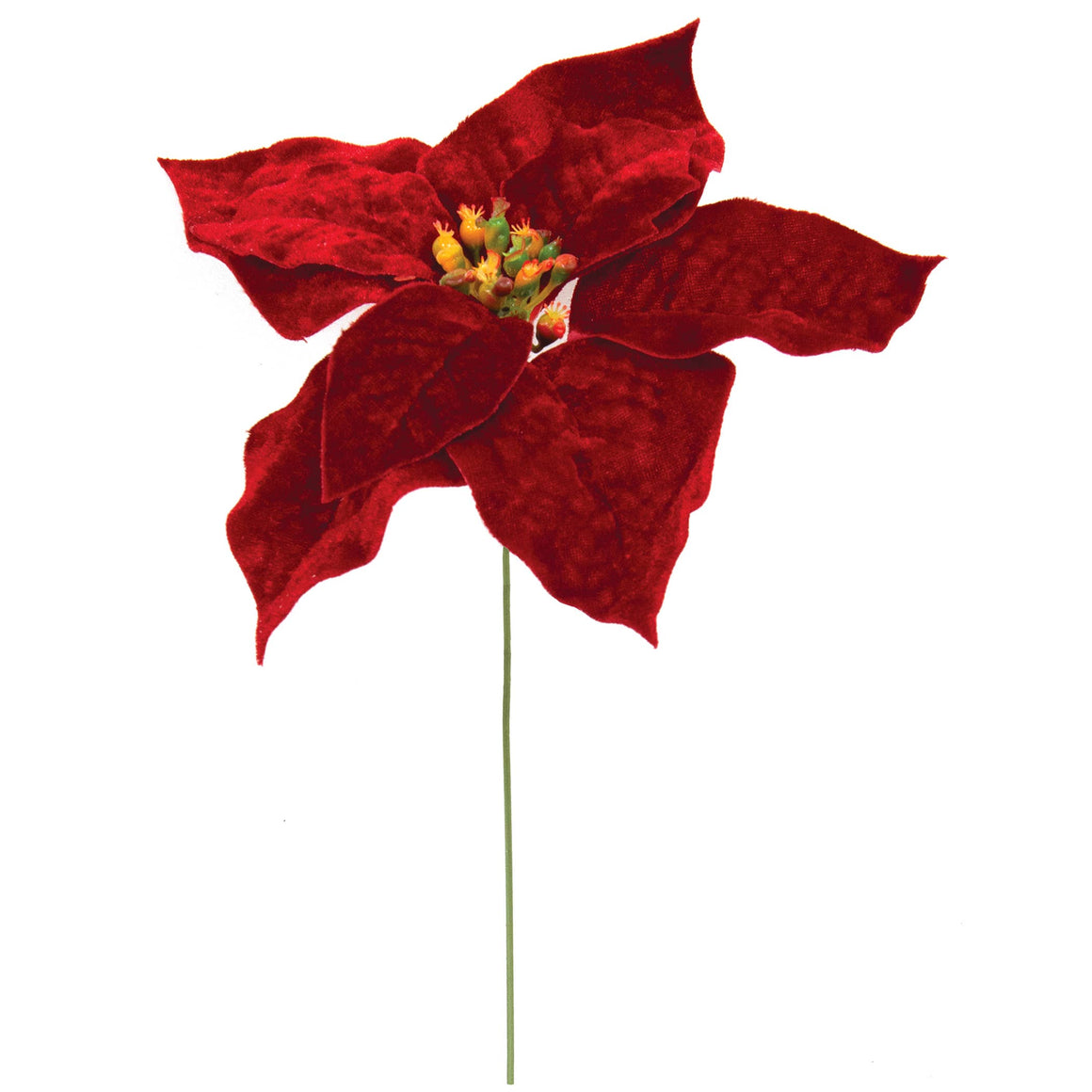 Winter Party Velvet Poinsettia Pick - 9"H