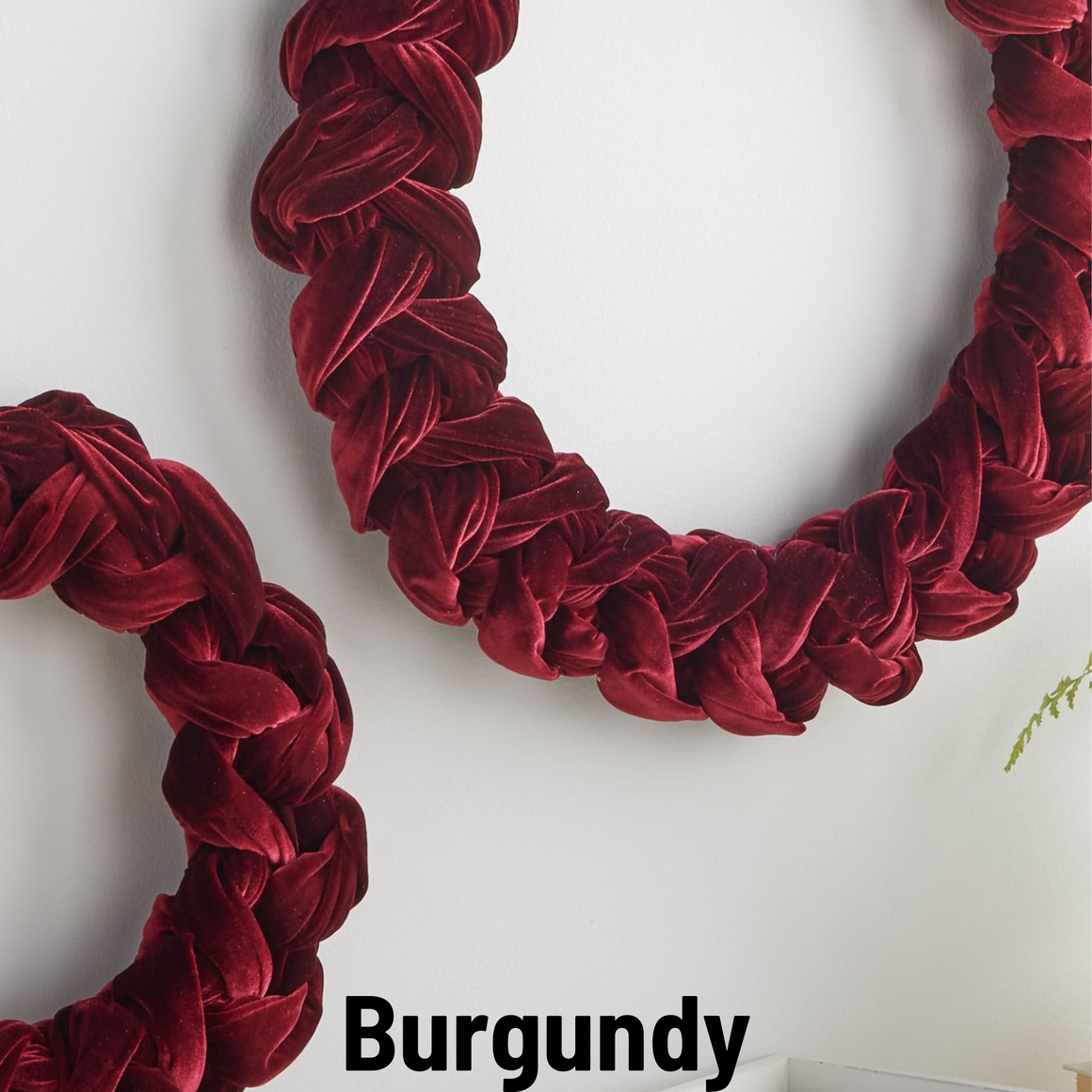 Woven Velvet Wreath, Entry Way, Christmas 2025, Hanukkah: Small Burgundy