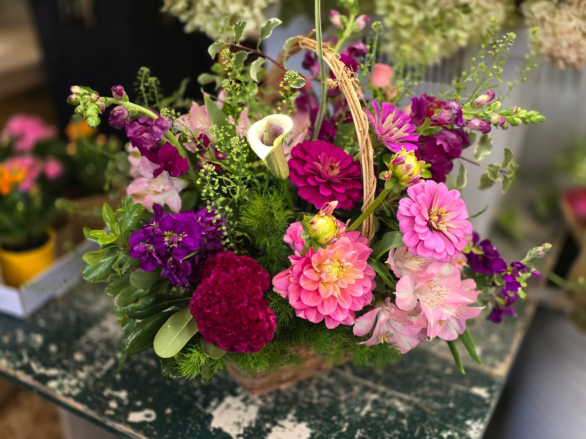 Sympathy Fresh Flower Basket Arrangement