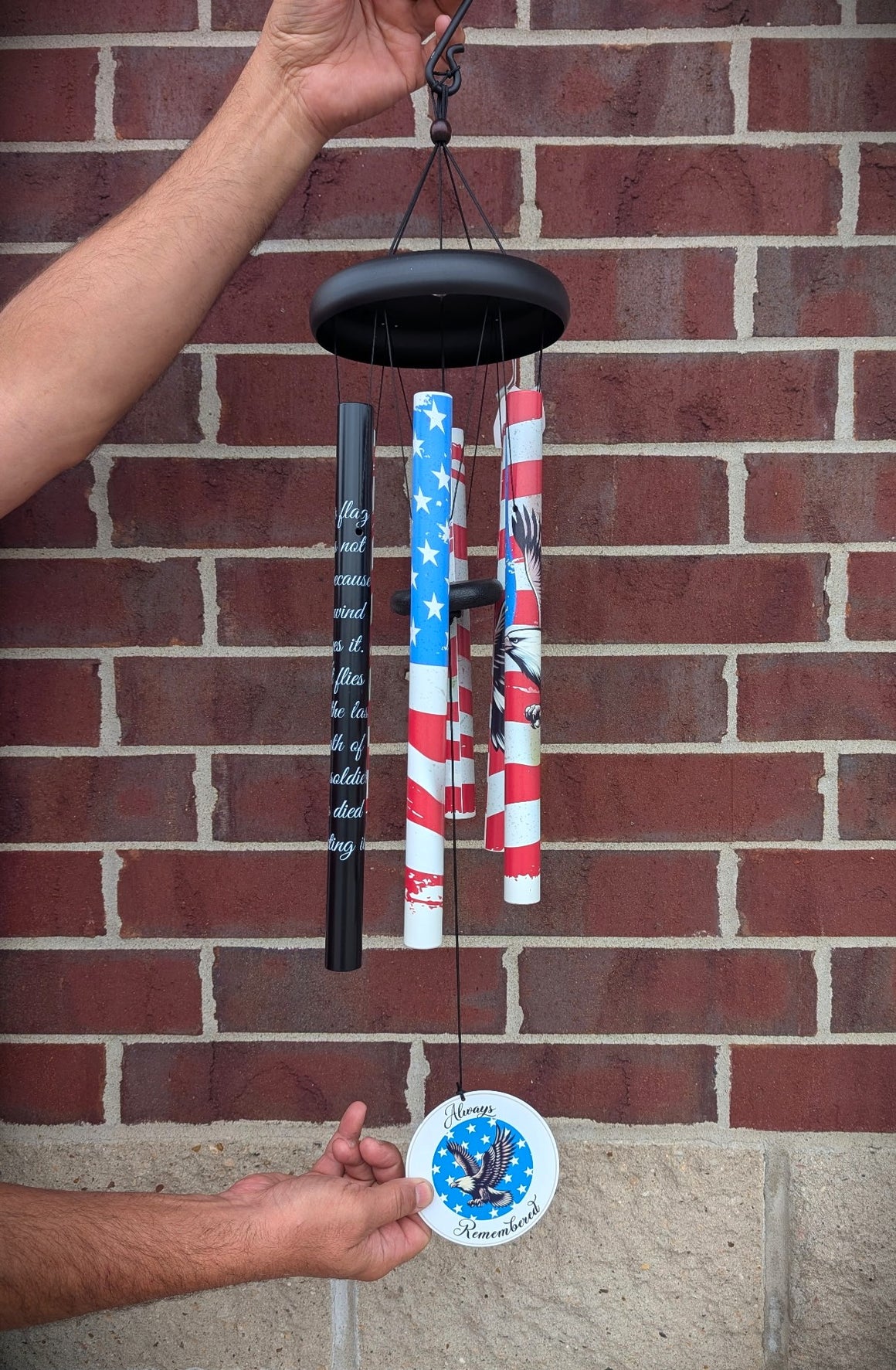 Memorial Wind Chimes, Patriotic - Always Remembered