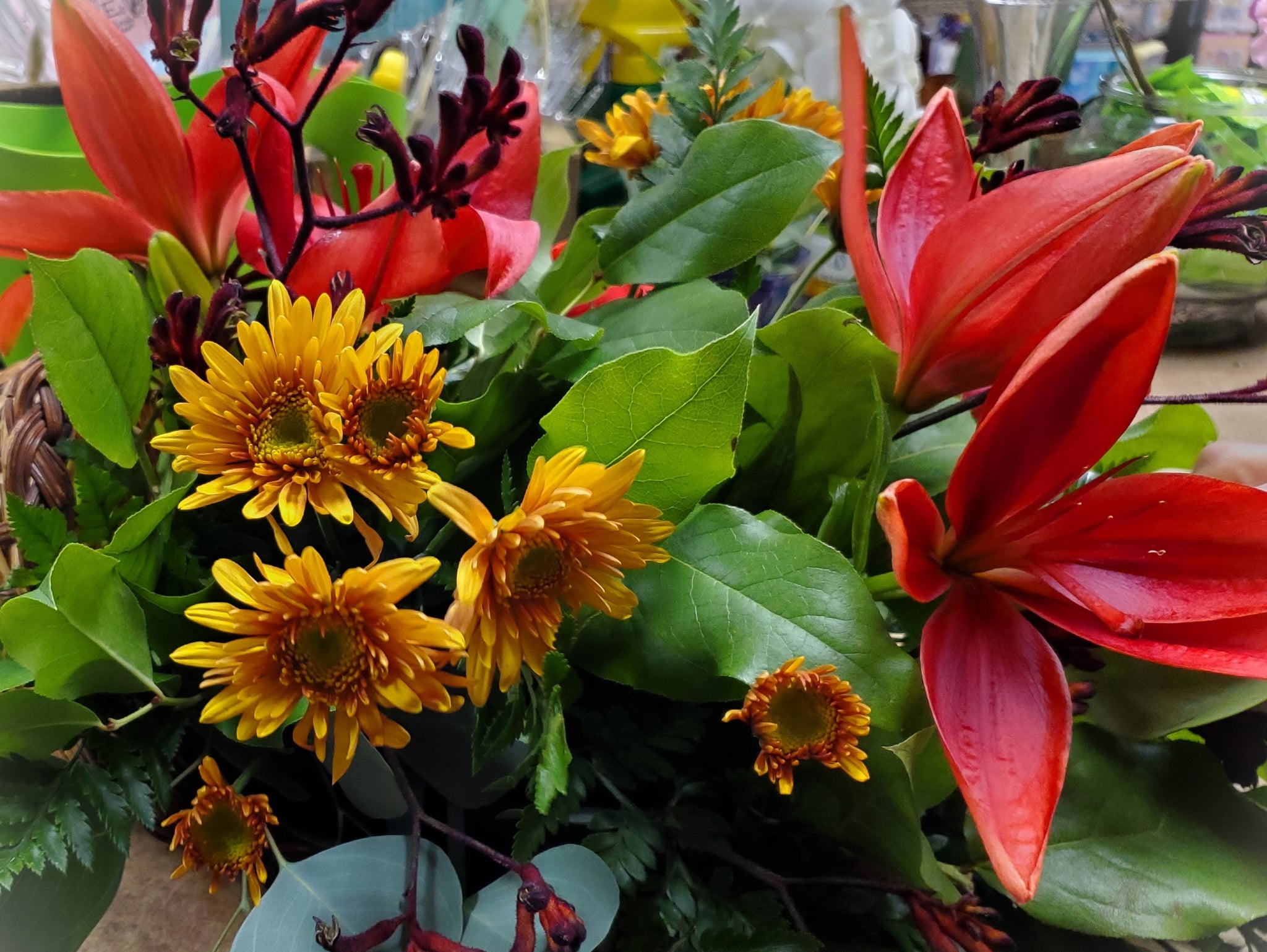Kwanzaa Fresh Flower Basket Arrangement