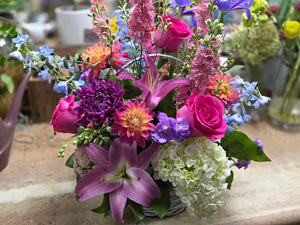 Sympathy Fresh Flower Basket Arrangement