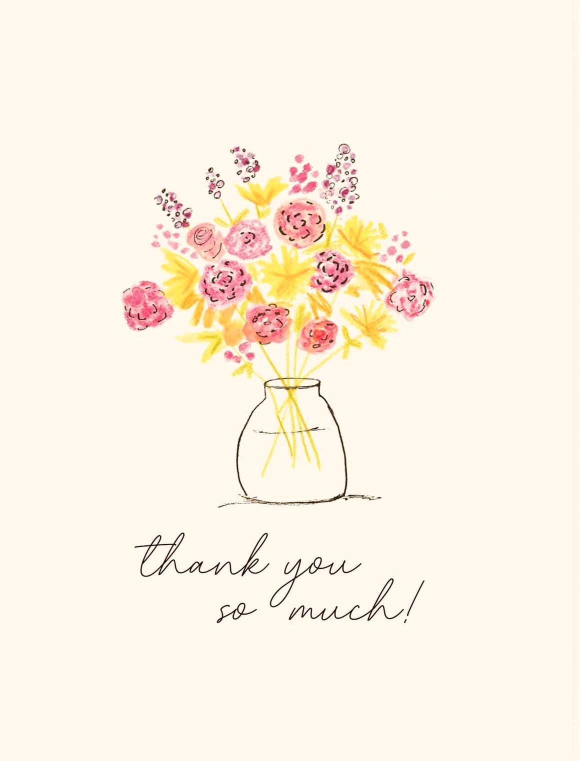 Floral Vase Thank You So Much Card: Individual