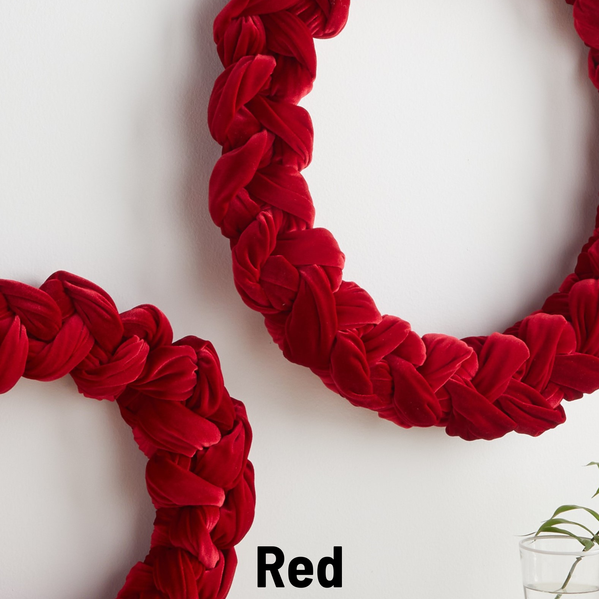 Woven Velvet Wreath, Entry Way, Christmas 2025, Hanukkah: Small Red