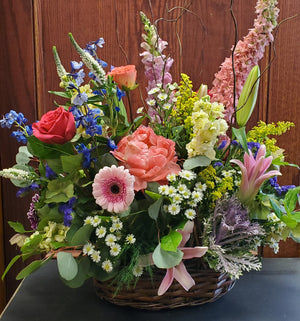 Sympathy Fresh Flower Basket Arrangement