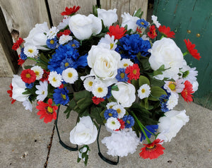 Headstone Silk Flower Saddle