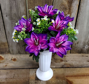 Memorial Silk Flowers in Cemetery Vase (Standard)