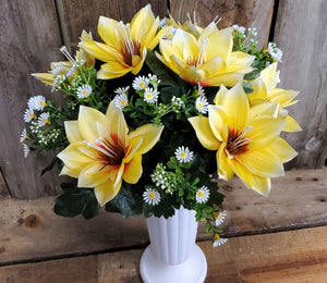 Memorial Silk Flowers in Cemetery Vase (Standard)