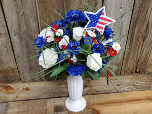 Memorial Silk Flowers in Cemetery Vase (Deluxe)