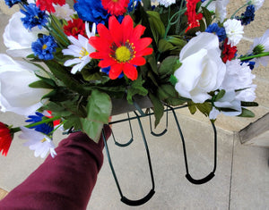 Patriotic Headstone Silk Flower Saddle