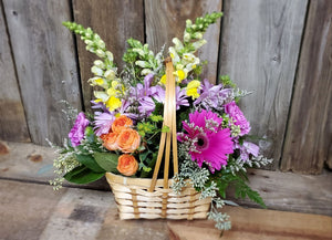 Sympathy Fresh Flower Basket Arrangement