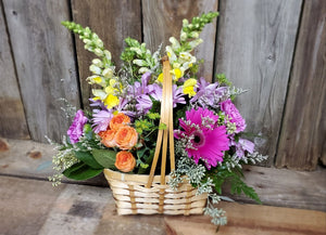 Memorial Fresh Flower Basket Arrangement