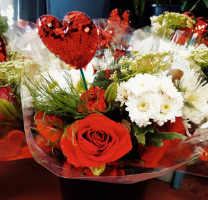 Valentine Wrapped Flower Bouquets