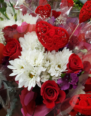 Valentine Wrapped Flower Bouquets