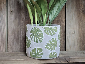 Tropical Leaf Cement Planter (with or without Plant)
