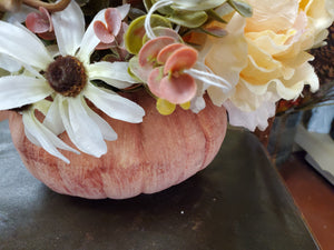 Fall or Halloween Silk Floral Arrangment/Pumpkin Container