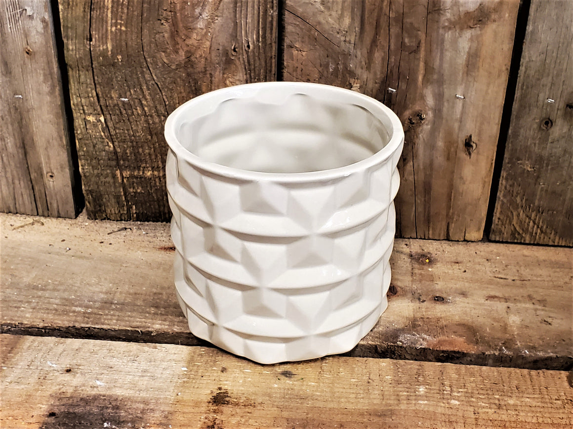 Ceramic Geometric Round Basket Vase