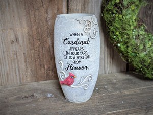Memorial Garden Vase, When a Cardinal Appears