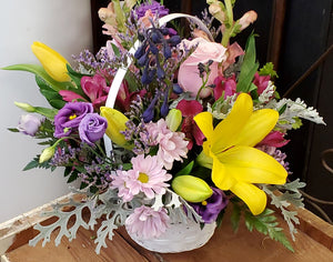 Sympathy Fresh Flower Basket Arrangement