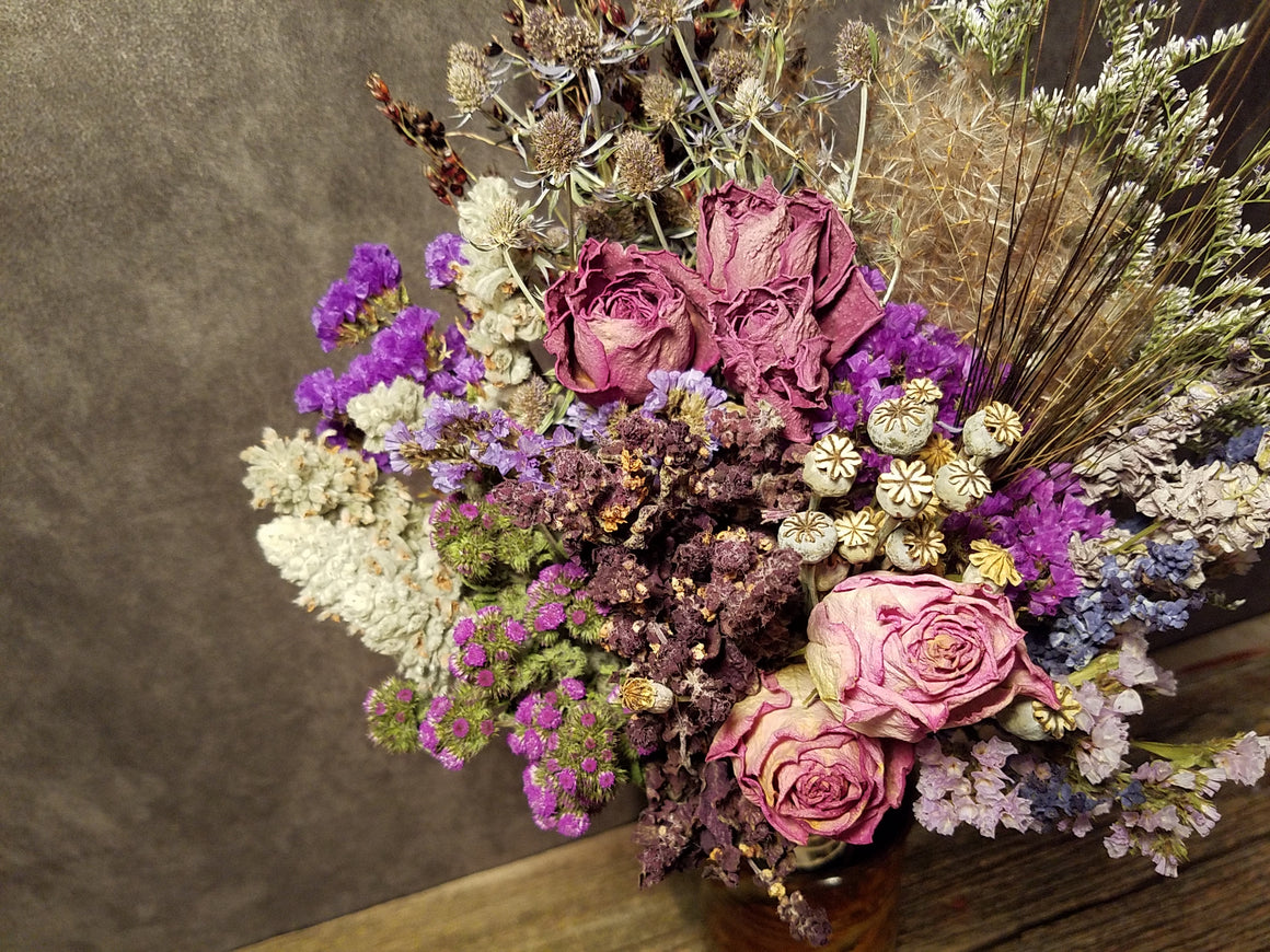 DIY Dried Flower Wrap Bouquet - Purple Sampler