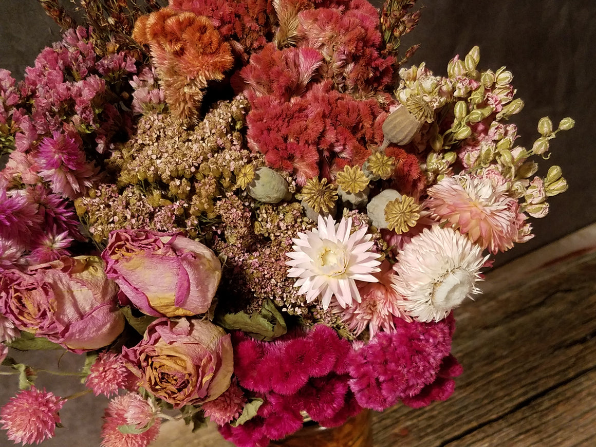 DIY Dried Flower Wrap Bouquet - Pink/Red Sampler