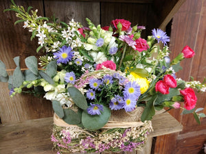 Memorial Fresh Flower Basket Arrangement