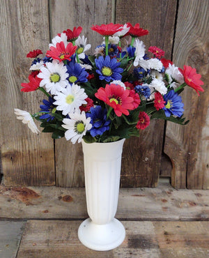 Memorial Silk Flowers in Cemetery Vase (Standard)