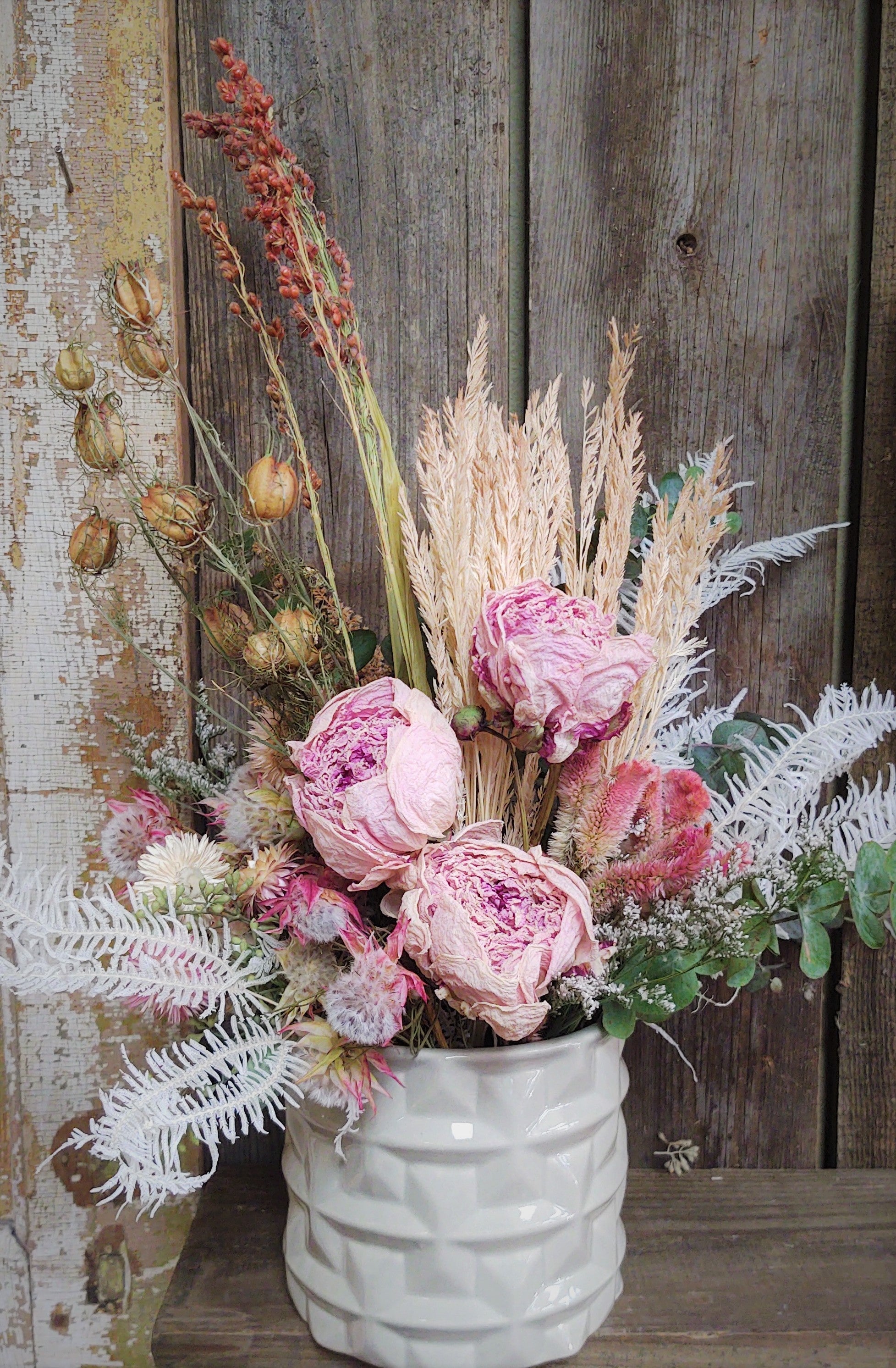 DIY Dried Flower Wrap Bouquet - Pastel Colors - E's Florals