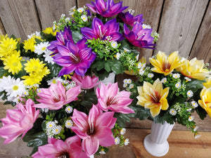 Memorial Silk Flowers in Cemetery Vase (Standard)