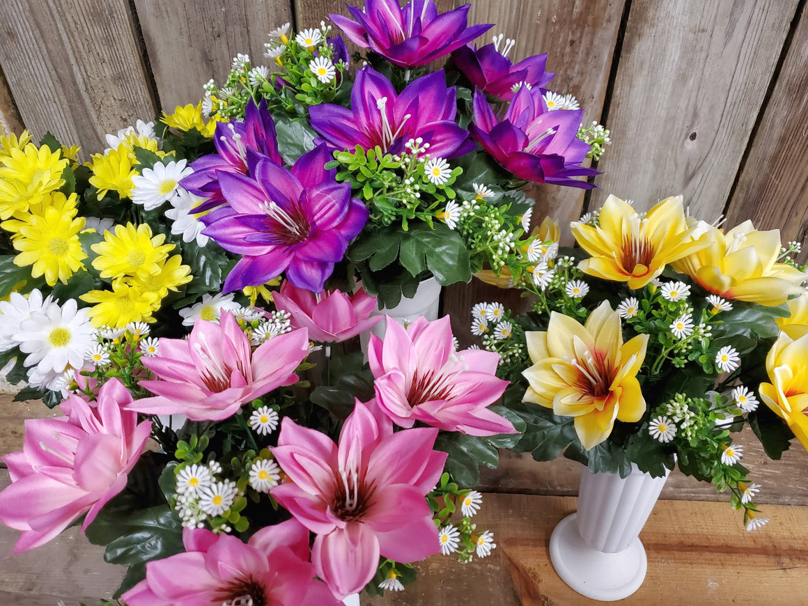 Memorial Silk Flowers in Cemetery Vase (Standard)