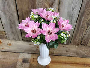 Memorial Silk Flowers in Cemetery Vase (Standard)