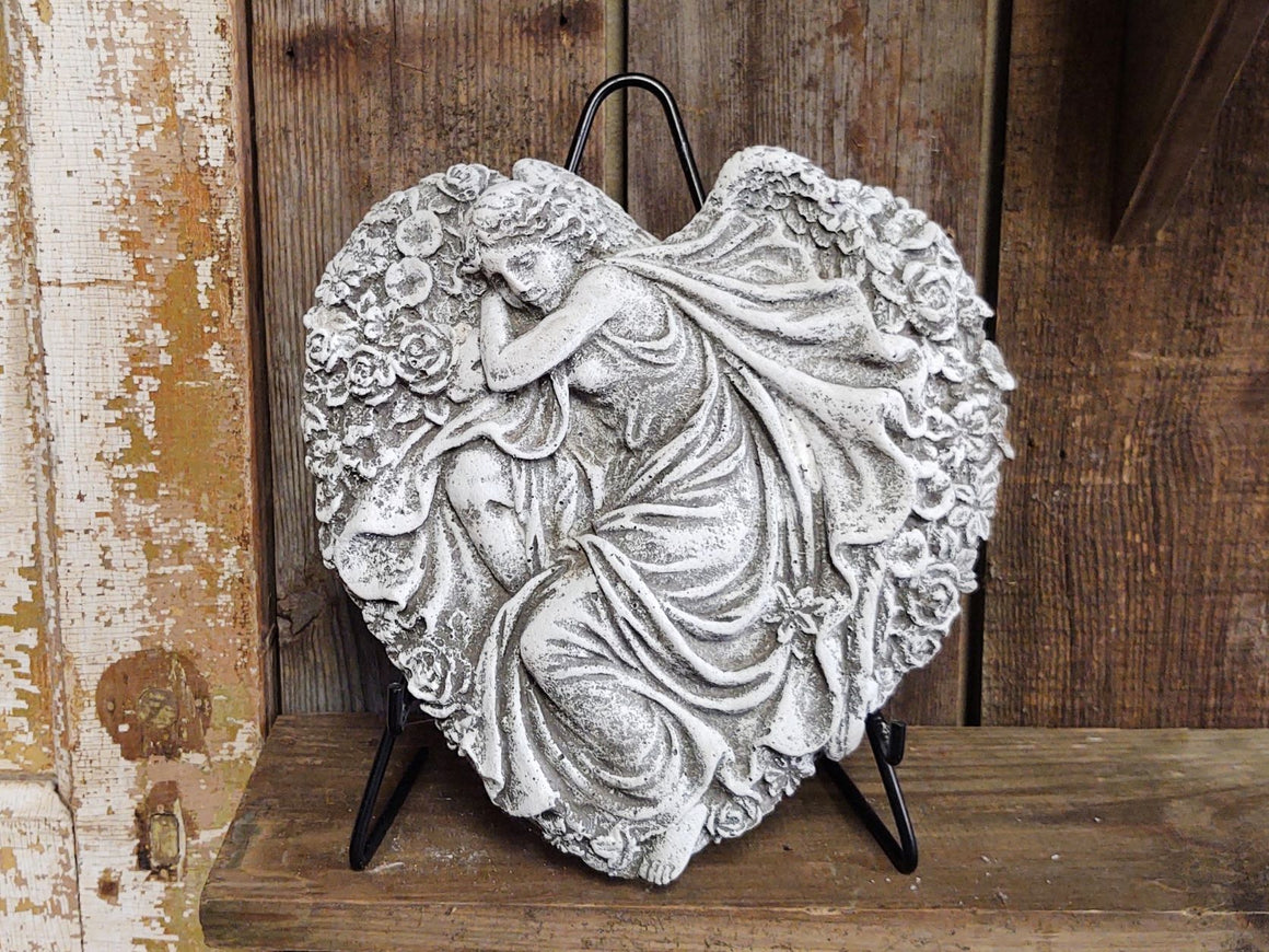 Memorial Garden Stone, Heart-Shaped Angel