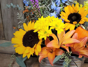 Fall Fresh Flower Basket Arrangement