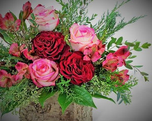 Valentine's Fresh Flower Basket Arrangement