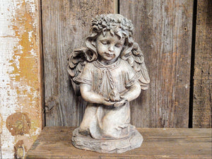 Memorial Garden Angel Holding Bird