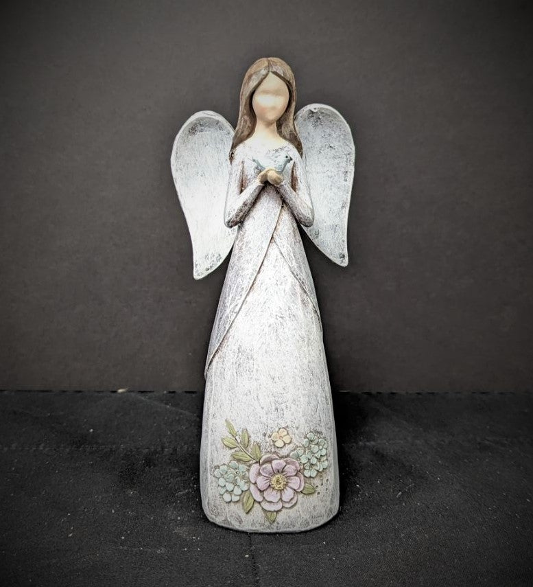 Memorial Garden Angel Holding White Bird