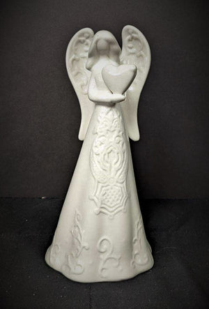 Porcelain Memorial Garden Angel Holding Heart