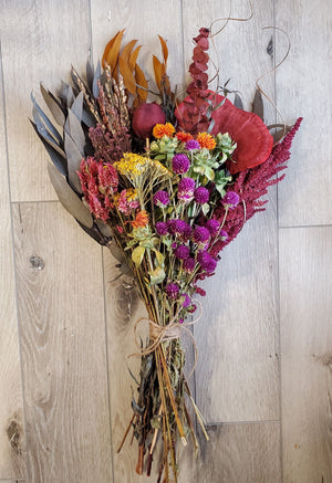 DIY Dried Flower Wrap Bouquet - Autumn Colors