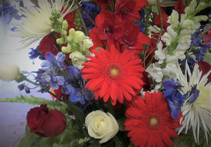 Wrapped Flower Bouquet, Patriotic Colors