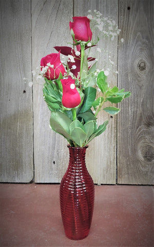 Valentine's Day Roses in Bud Vase