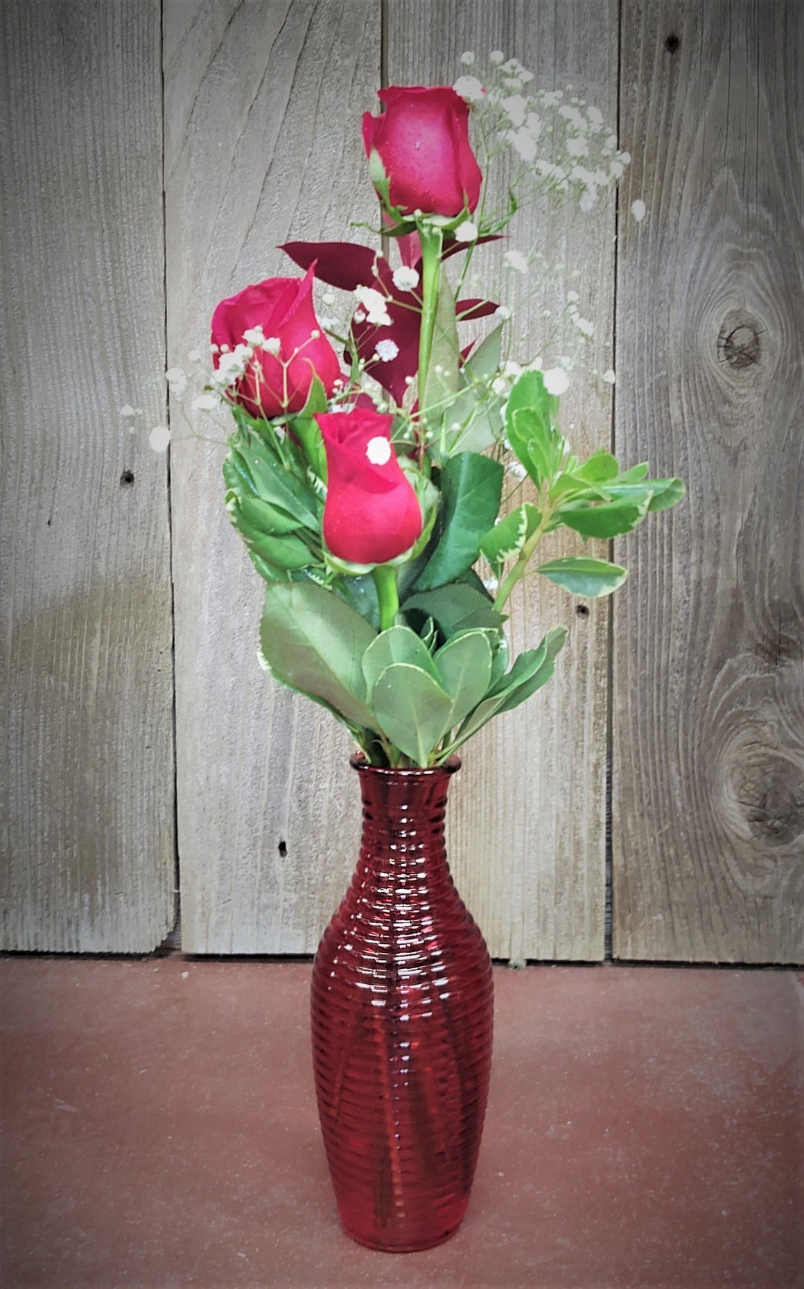 Valentine's Day Roses in Bud Vase