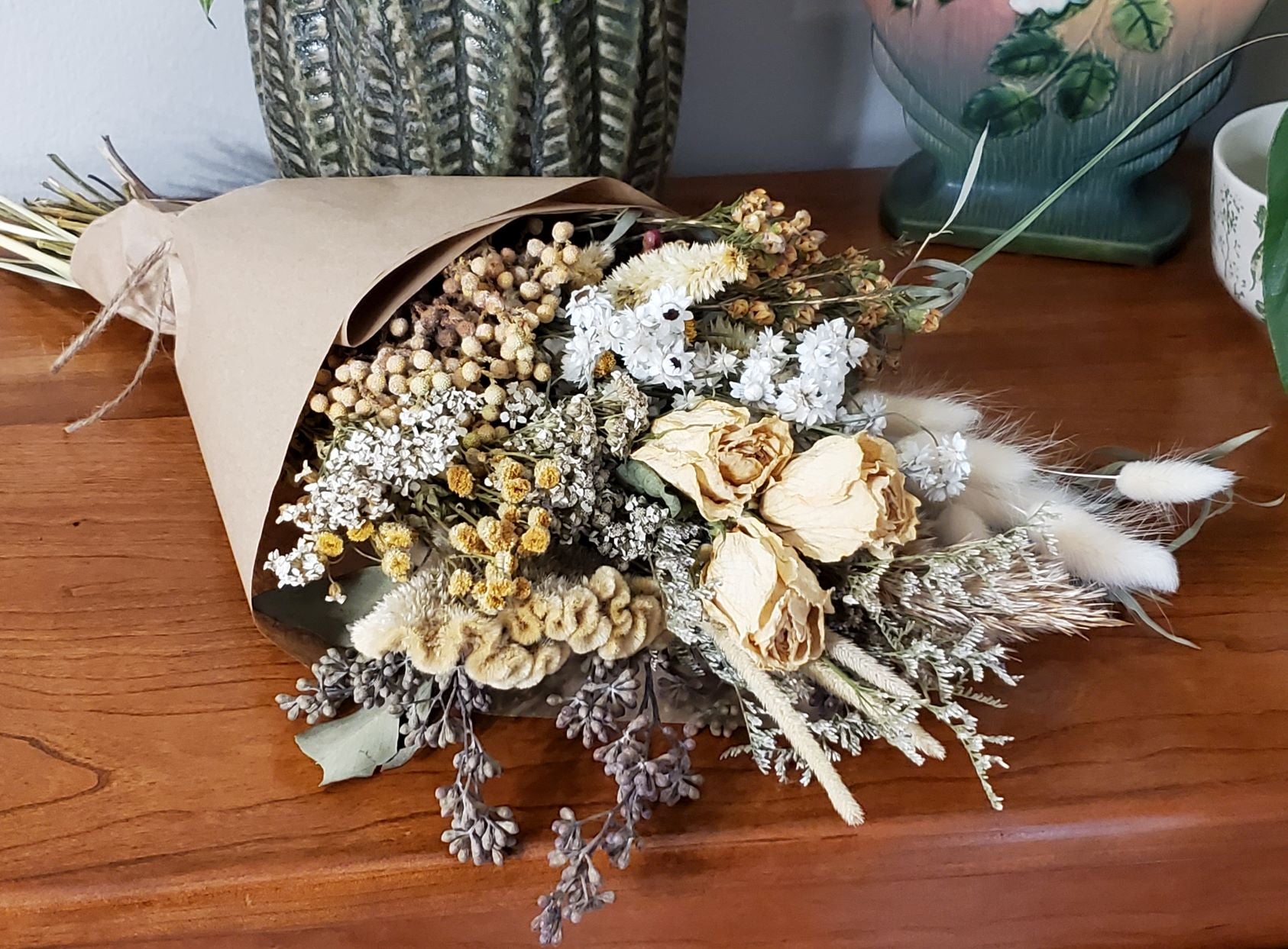 DIY Dried Flower Wrap Bouquet - Natural Colors - E's Florals