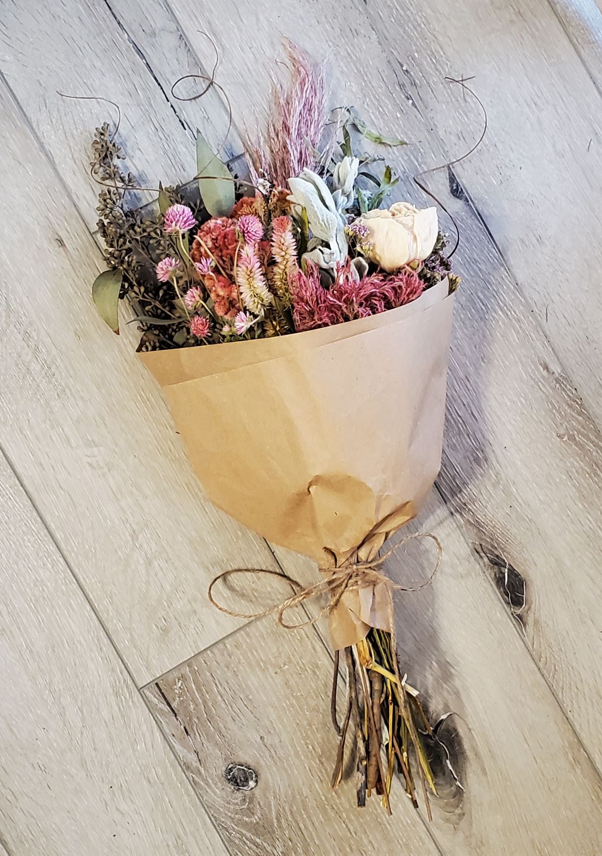 DIY Dried Flower Wrap Bouquet - Pastel Colors - E's Florals